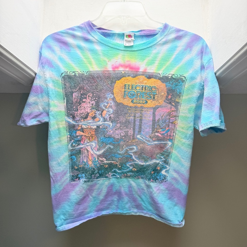 Electric Forest 2022 Tie Dye T-Shirt Medium Festival Tee Rothbury MI Band Lineup